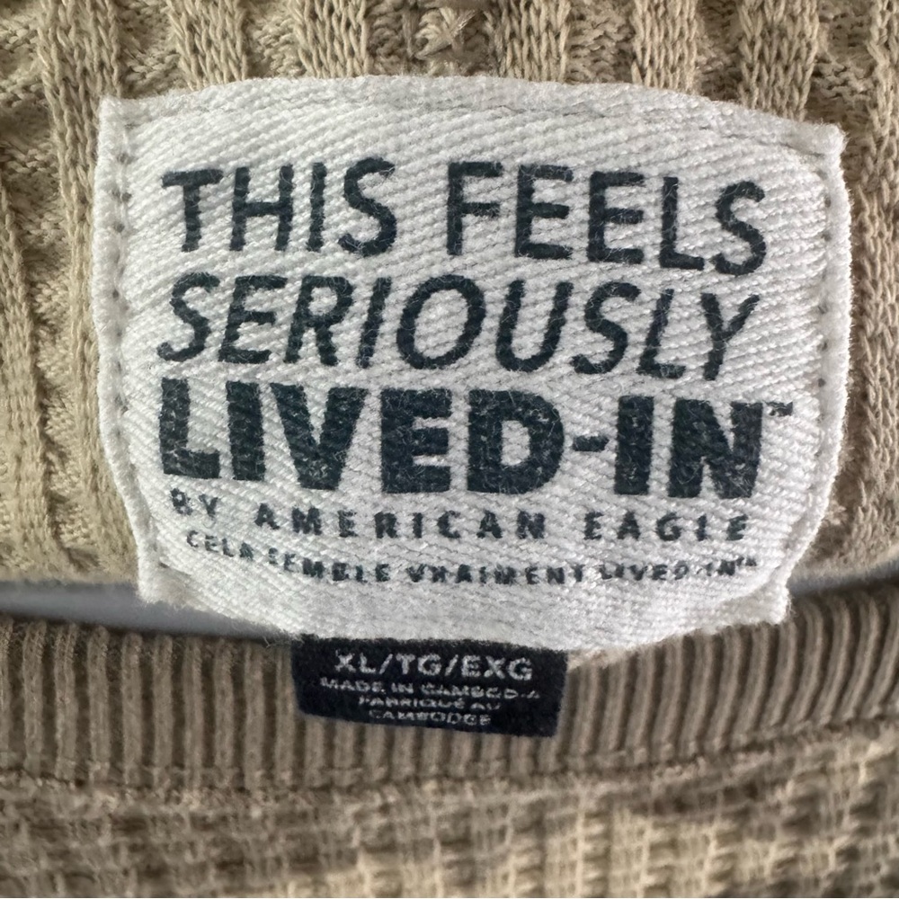 American Eagle Waffle Knit Crewneck – XL Oversized Fit “Seriously Lived-In” - Picture 7 of 8